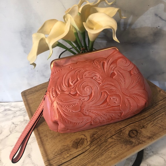 Patricia Nash Handbags - Patricia Nash Coral Tooled Sedena Wristlet